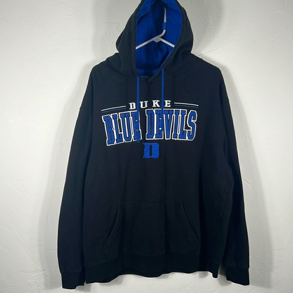 🏀 Vintage DUKE UNIVERSITY BLUE DEVILS Embroidered  HOODIE‎ Sweatshirt - PERFECT